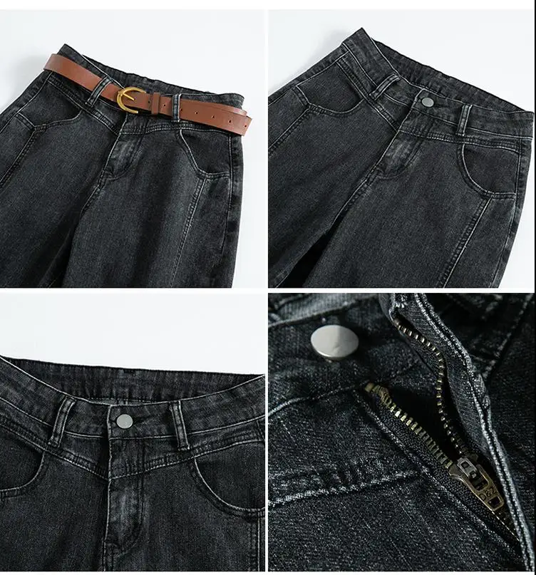 

Reta Harm Jeans Feminino Com Cinto Streetwear Cintura Alta Calas Jeans Estiramento Retro Namorado Jeans Plus Size