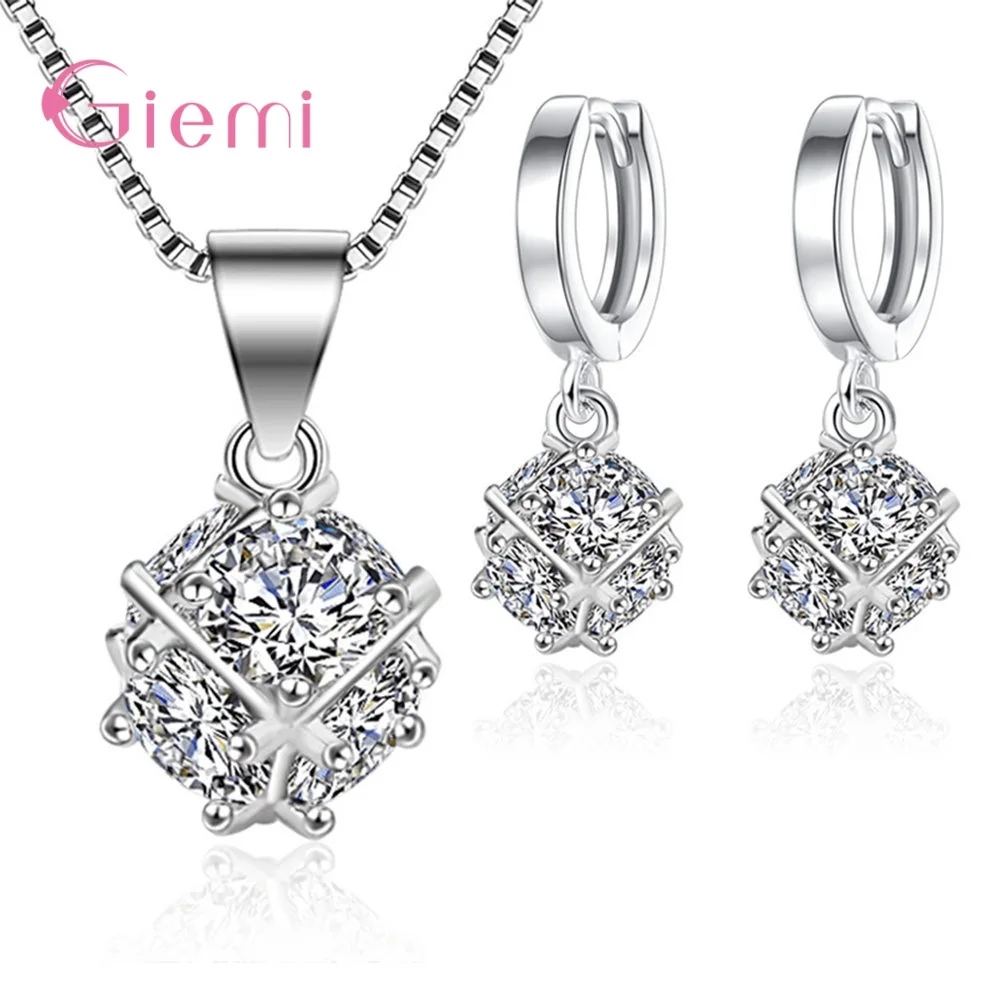 Женский кулон из серебра 925 пробы с квадратным кулоном|Ювелирные наборы| |