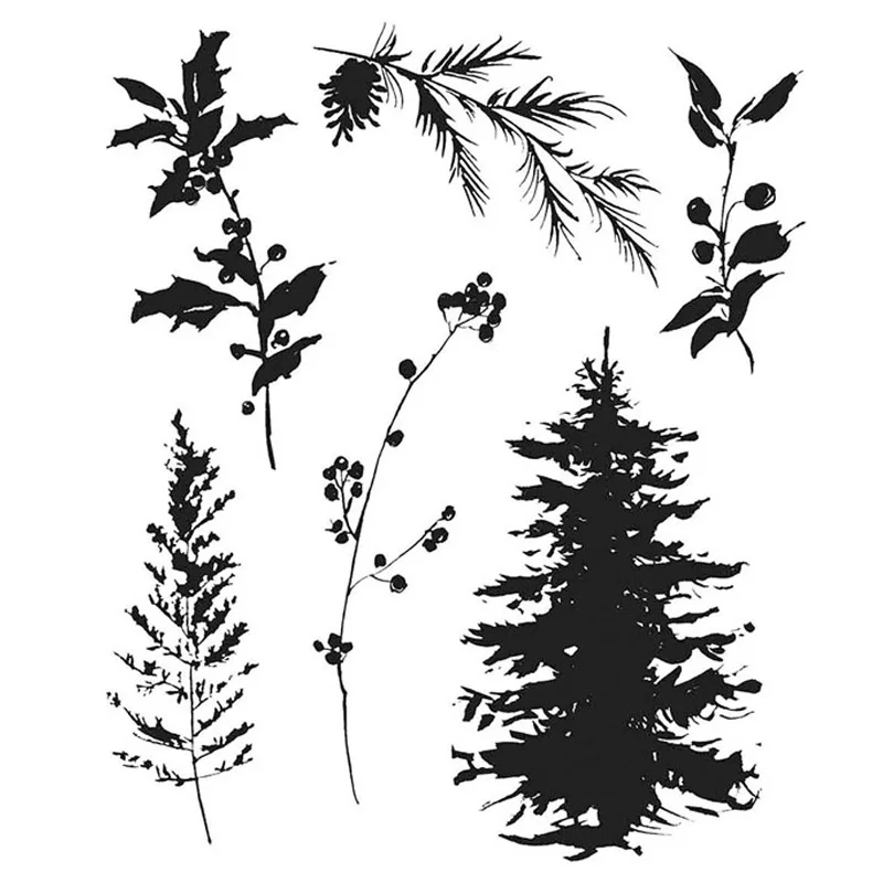 

6*8 inch Clear Stamps Holly Tree Branches Fruit Stamps Silicone DIY Scrapbooking Craft Making Template 2021 New Arrival