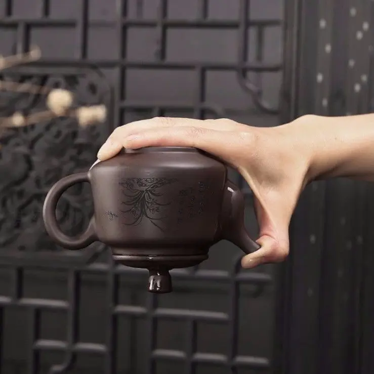 Китайский фарфоровый набор для чая "Yixing Zisha Teapot" ручной работы из пурпурной глины для декора дома и проведения церемоний чаепития.