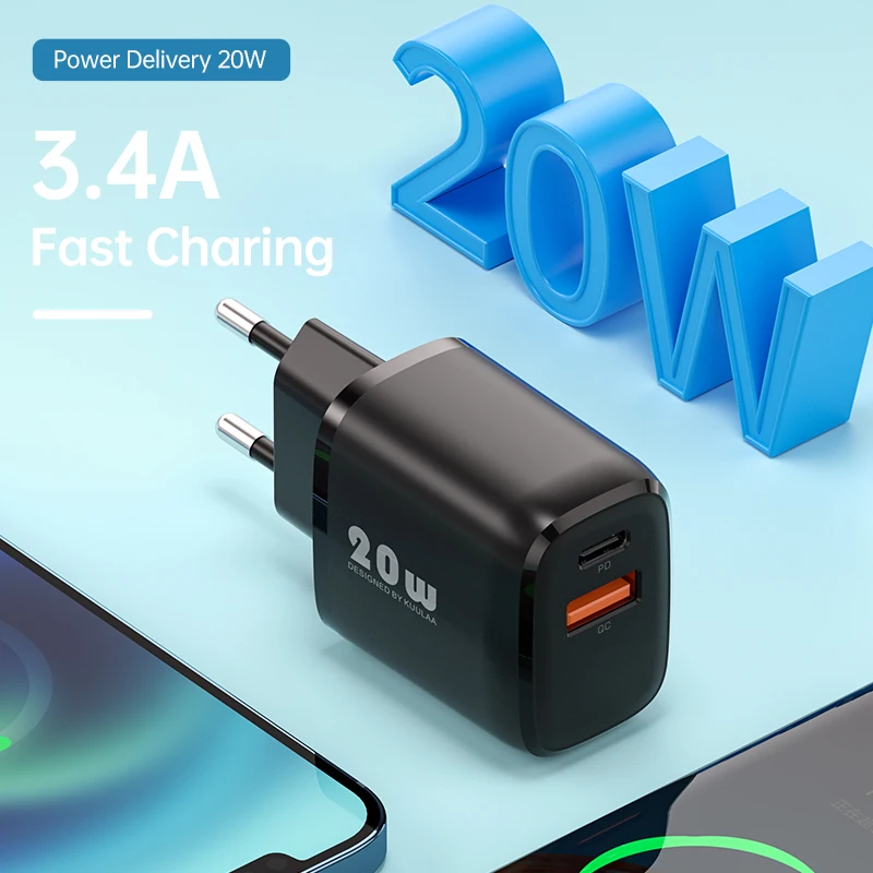 

Зарядное устройство KUULAA 20 Вт USB Type-C для iPhone 13 12 Pro Max Быстрая зарядка QC PD 4,0 3,0 Быстрая зарядка настенное зарядное устройство для Xiaomi зарядка дл...