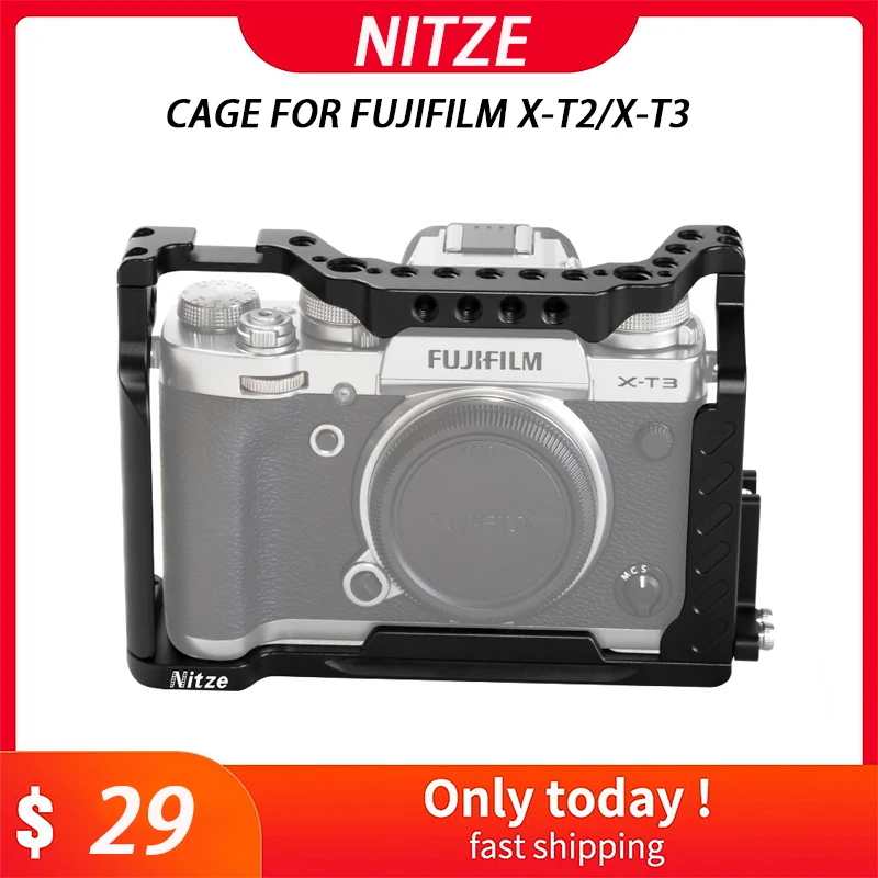 Nitze Cage для Fujifilm X-T2/X-T3 с HDMI Cable Clamp Встроенная Arca Plate Photo Camera Video Making Stabilizer |