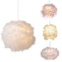 220v modern fluffy chandelier lamp white feather lampshade chandelier lighting bedroom study decoration creative chandelier