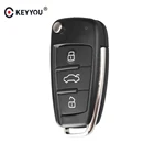 Раскладной чехол KEYYOU для автомобильного ключа-пульта с 3 кнопками для Audi Q7 A3 A4 A6 A6L A8 TT