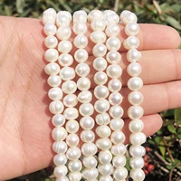 aa natural white freshwater pearls beads irregular round cultured pearls for jewelry making diy woearring jewelry making 15inch
