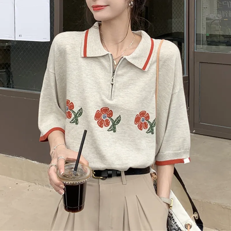 

Футболка Alien Kitty Женская с коротким рукавом, винтажная модная нежная Базовая рубашка с отложным воротником, повседневный модный топ, лето 2021