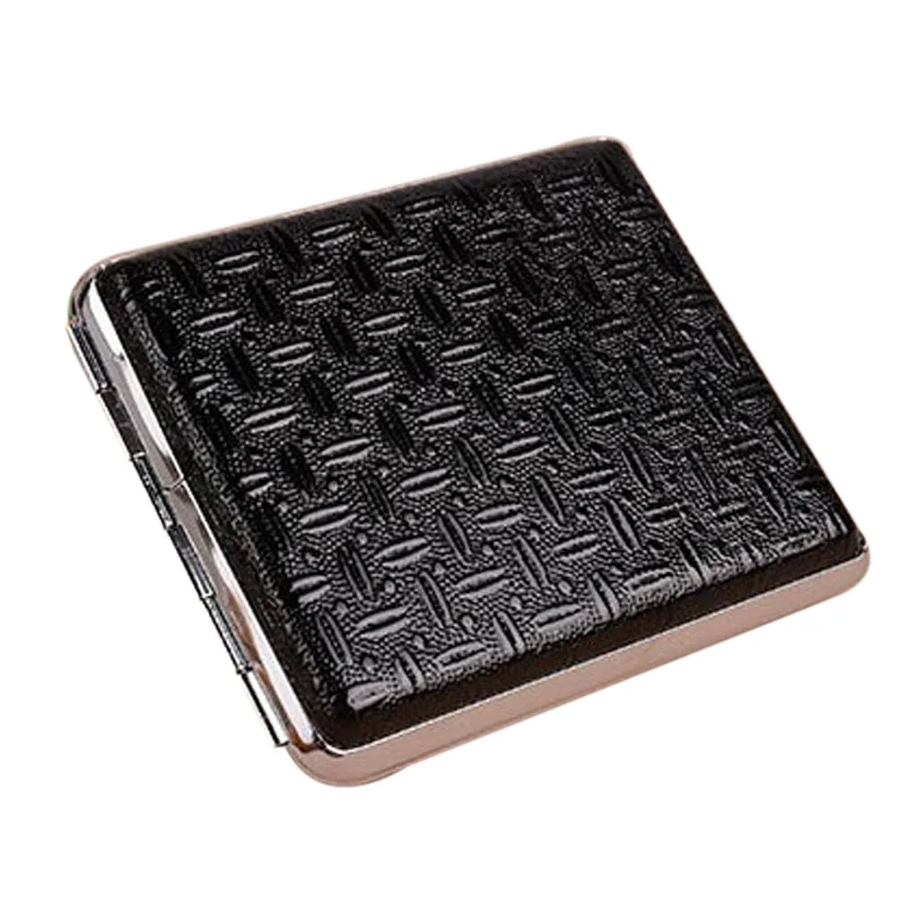 Ретро Кожаный и металлический футляр для сигарет Чехол-держатель Контейнер