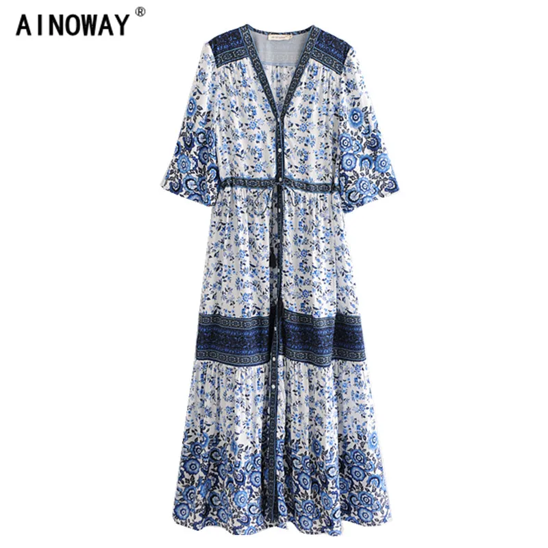 Винтажное шикарное женское платье с цветочным принтом и рукавом летучая мышь