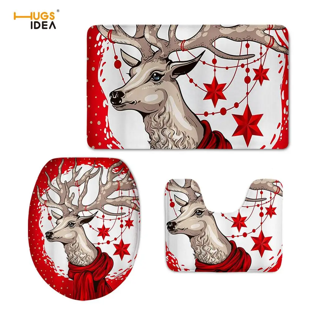 HUGSIDEA 3D чехол на сиденье унитаза с изображением рождественской собаки лосят