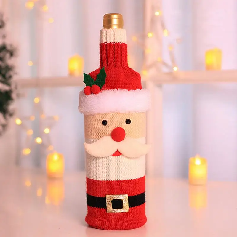 

Christmas Champagne Wine Bottles Cover Bag Xmas Santa Snowman Dining Party Decor Bottles Cover Christmas Decorations For Home