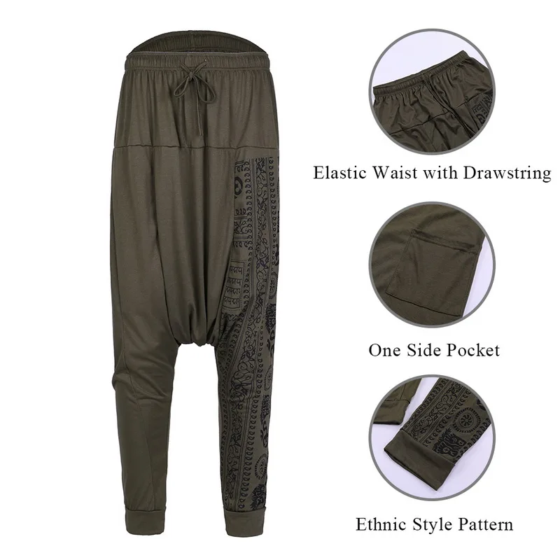 Винтажные мужские шаровары 2020 брюки в стиле хип-хоп с заниженной мотней принтом