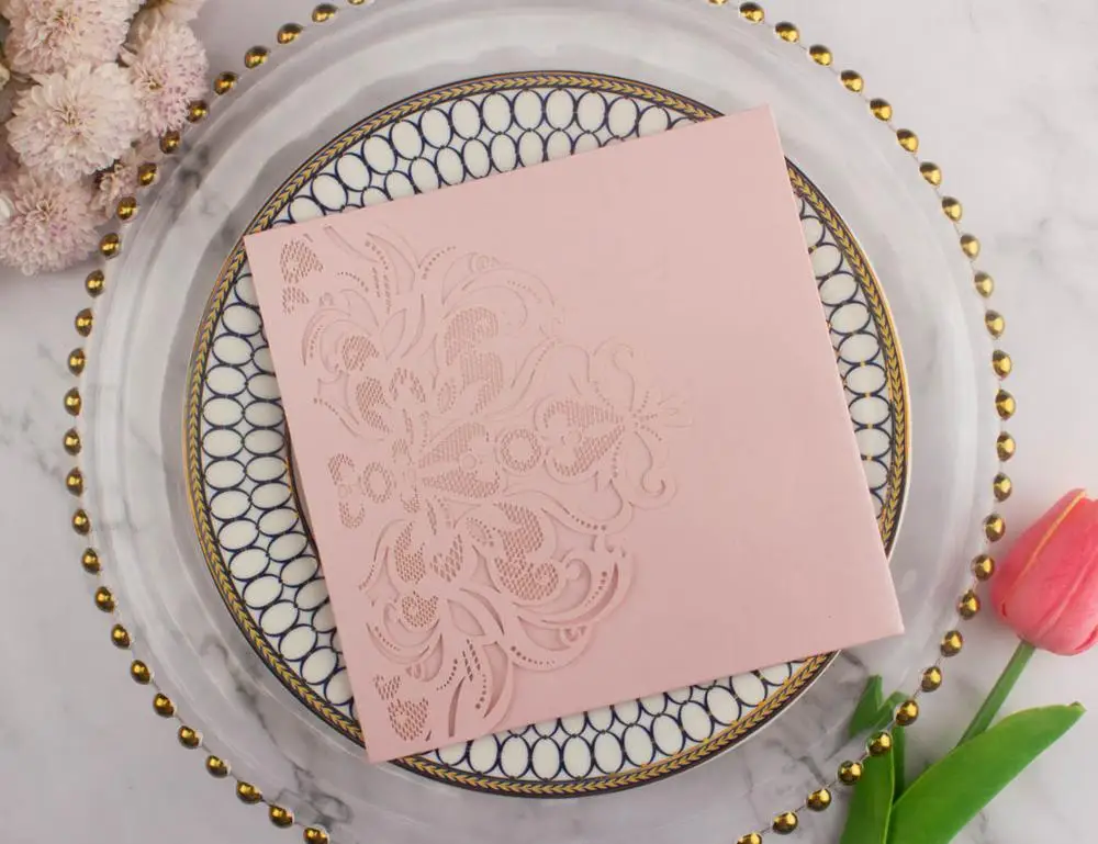 1X свадебные пригласительные открытки цвет черный розовое золото румяна розовый