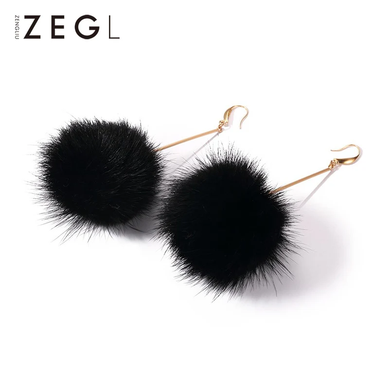 Женские серьги-подвески ZEGL корейские серьги с помпоном для волос длинные женские