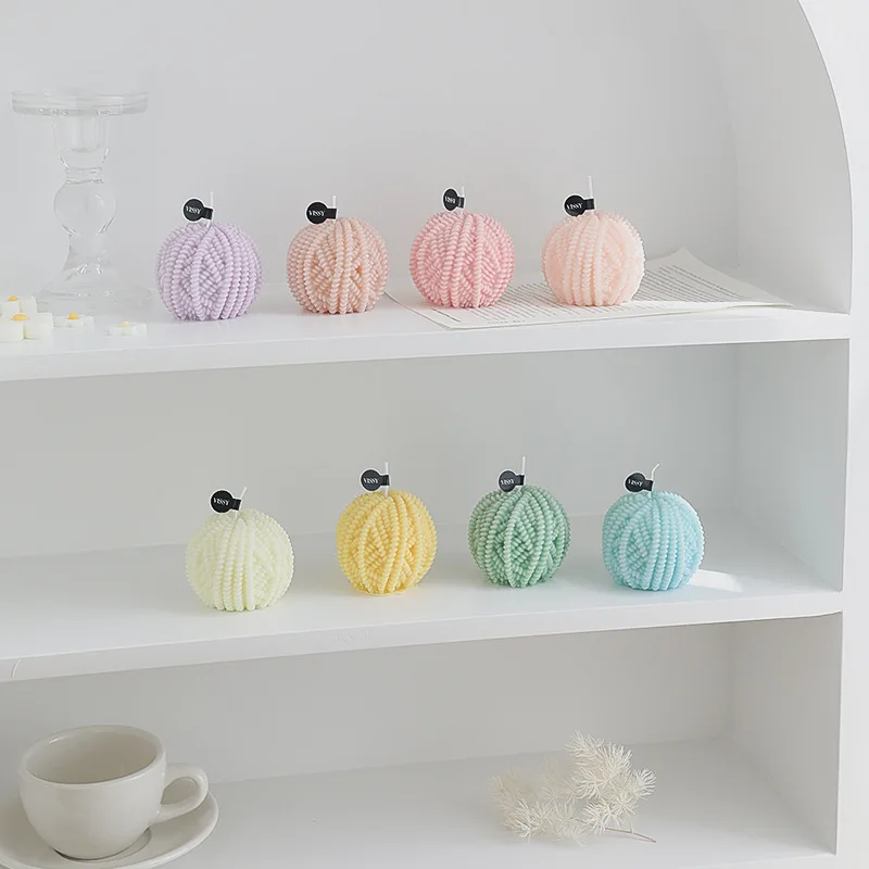 

Creative Handmade Big Wool Ball Candle Aromatherapy Candle Gift Box INS Photo Props Essential Oil Scented Candle Home Decoration