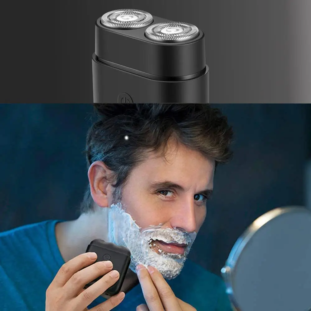 

Mini Electric Rechargeable Shaver Men Razor 2 Blades travel Trimmer Cutting Machine For Shaving