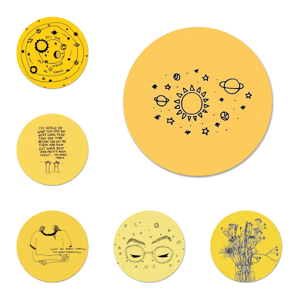 

58mm Yellow Aesthetic Icons Pins Badge Decoration Brooches Metal Badges For Clothes Backpack Decoration
