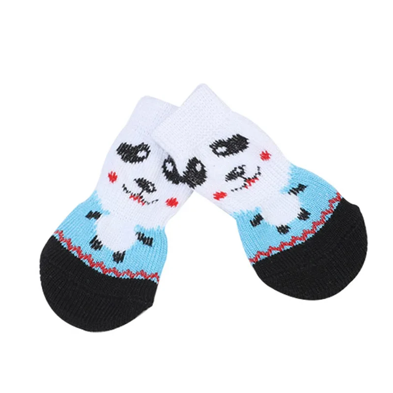 

4 Pcs Pet Puppy Dog Socks Anti-slip Knitting Breathable Elasticity Warm Winter Indoor F2