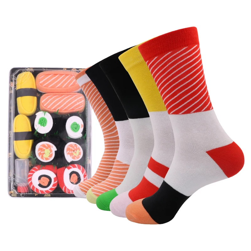 Women Pizza Socks Personalized Design Pizza Sushi Christmas Gift Box Socks Happy Sushi Sock Cotton Sokken Birthday Gift Cute