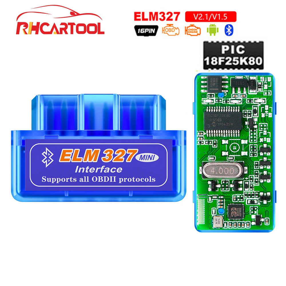 Автомобильные аксессуары Elm327 Pic18f25k80 Bluetooth V1.5 Автомобильный сканер Elm 327 25k80 Obd2