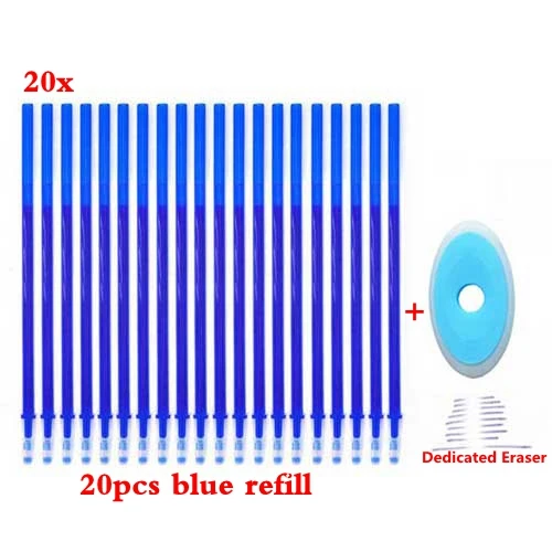 20pcs Blue Refill 4 шт синие чернила стираемые ручки для канцелярские принадлежности для школьников, студентов, моющиеся ручки, многофункциональные гелевые ручки Kawaii, ручки с животными - Цвет: 20pcs Blue Refill