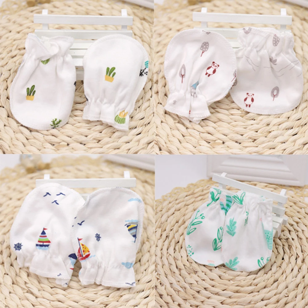 1 пара 100% хлопок детские перчатки против царапин варежки для новорожденных