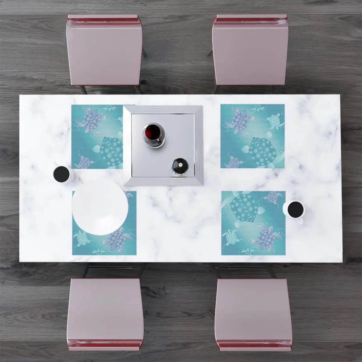 

Sea Turtles (2) Placemat for Dining Table Coaster Creative Printed Heat-resistant Kitchen Accessories