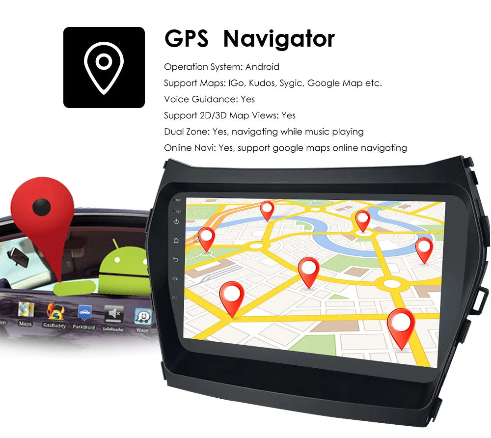 4G/2G/1G ОЗУ Android 10 для Hyundai iX45 Santa Fe 2013 2017 Автомагнитола GPS мультимедийный стерео плеер