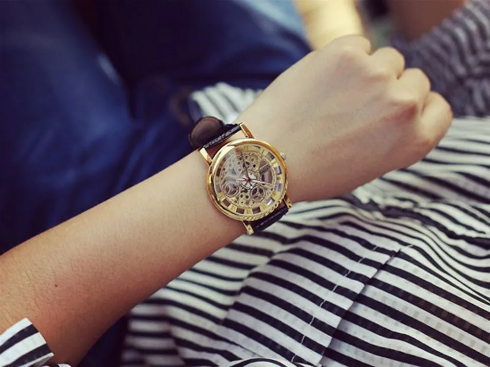 Роскошные брендовые наручные часы с гравировкой мужские и женские скелетоны