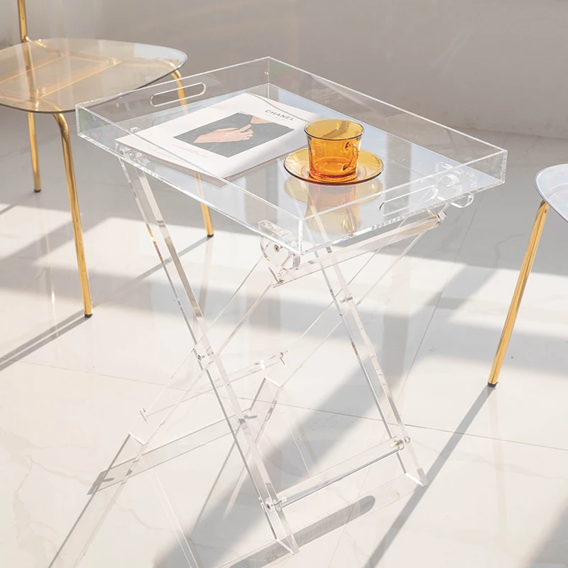 

zq Nordic Portable Acrylic Table Transparent Simple Multifunctional Home Balcony Outdoor Side Table