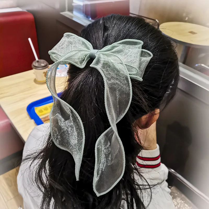 

Fashion Barrette Bow Streamer Hair Scrunchies Elastic Hair Band Satin Ribbon Super Fairy Organza Girl Streamer Hair Accessories