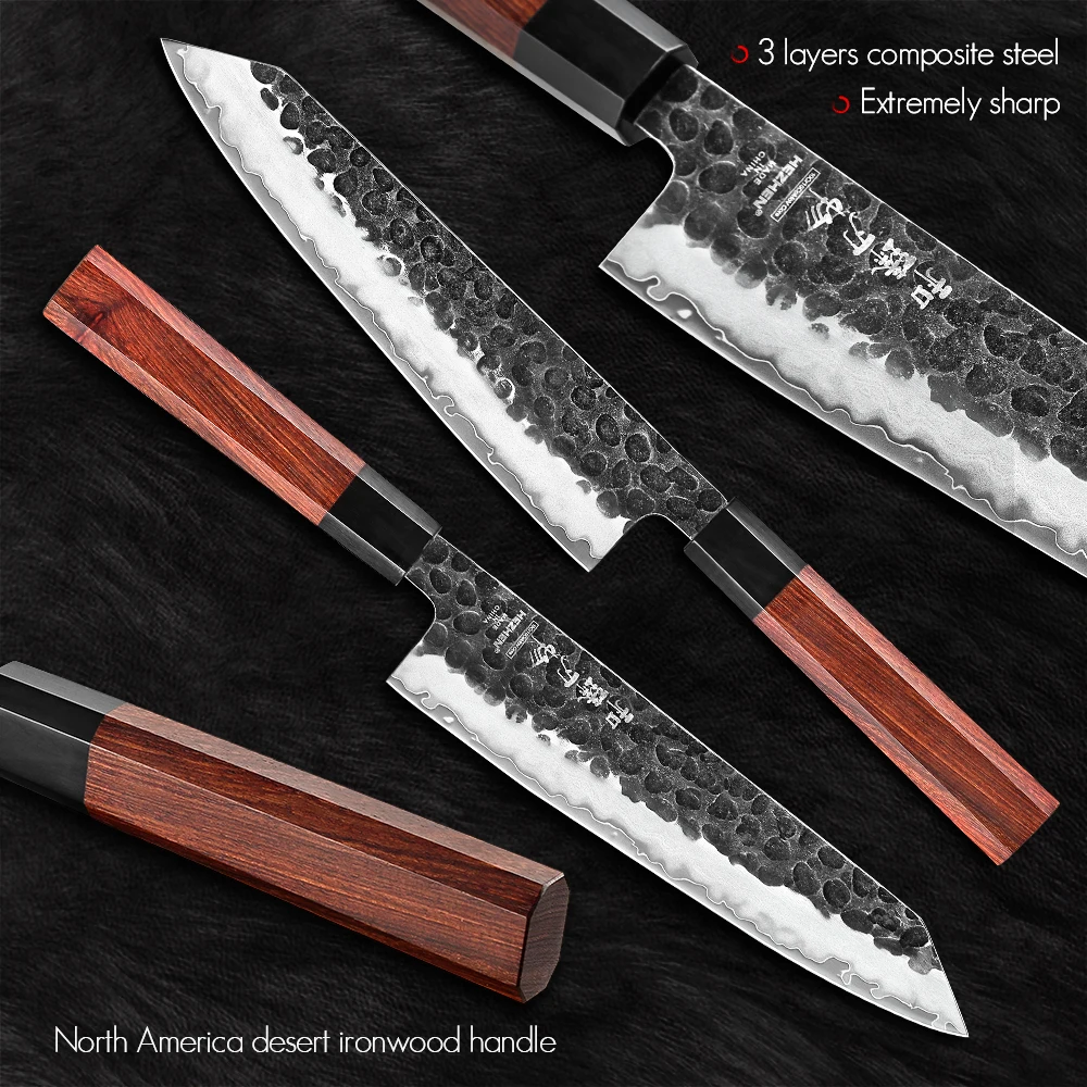 HEZHEN 1-4 шт Набор ножей Chef Utility острые кухонные ножи из нержавеющей стали