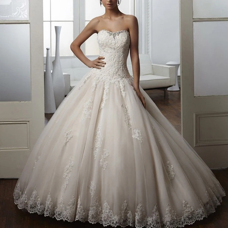 

Vestidos De Festa Longo 2018 sweetheart lace appliques robe de mariee vestido de noiva bridal Gown mother of the bride dresses