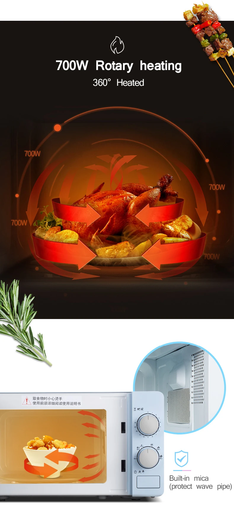 DMWD 20L маленькая многофункциональная микроволновая печь 220V механический вращающийся подогреватель пищи кухонная плита для приготовления на пару/подогрева/кипячения