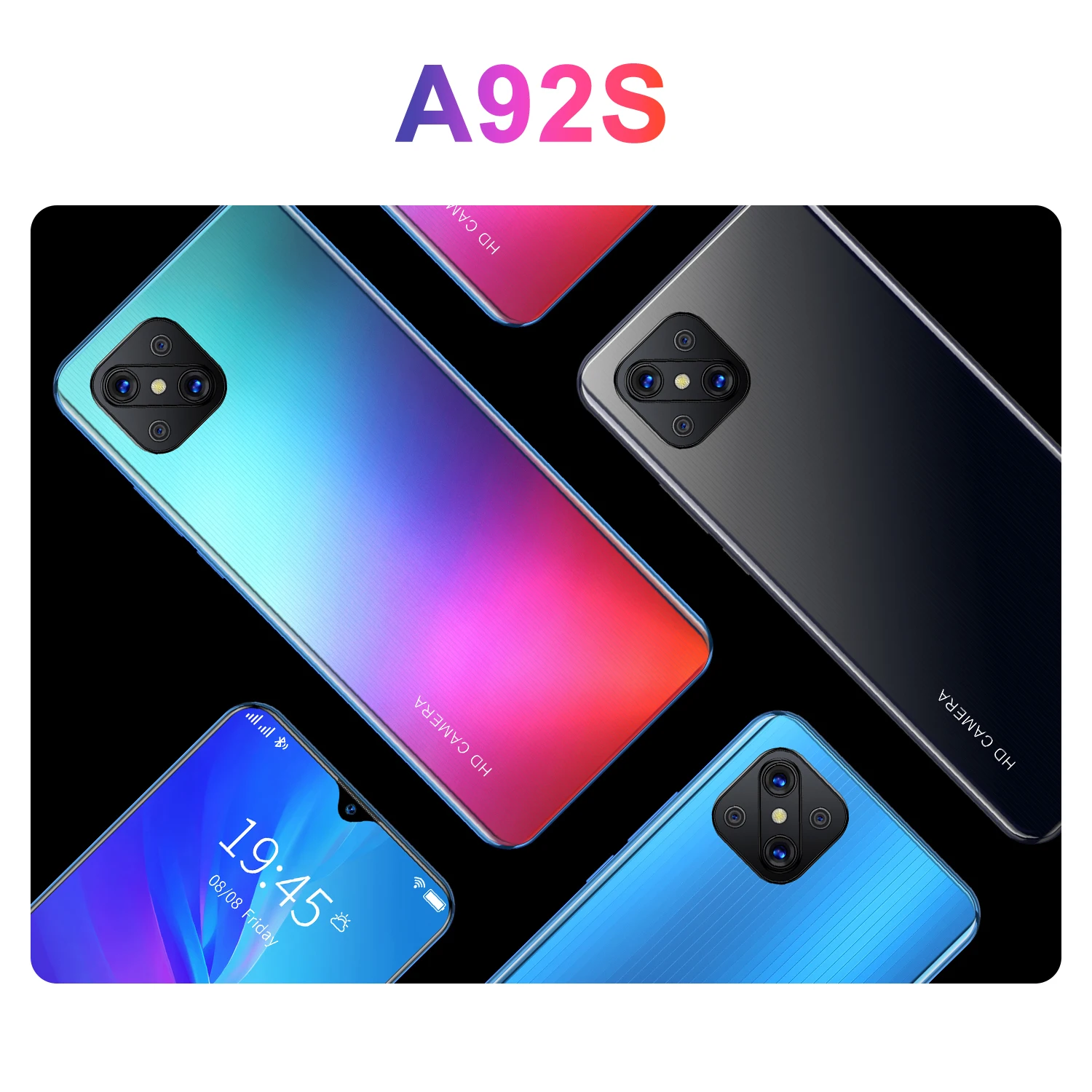 

A92s 2021 Latest Smartphone 2GB RAM 16GB ROM 6.7inch Screen HD Camera 4800mAh Big Battery Mobile Android Cellphone Celulares