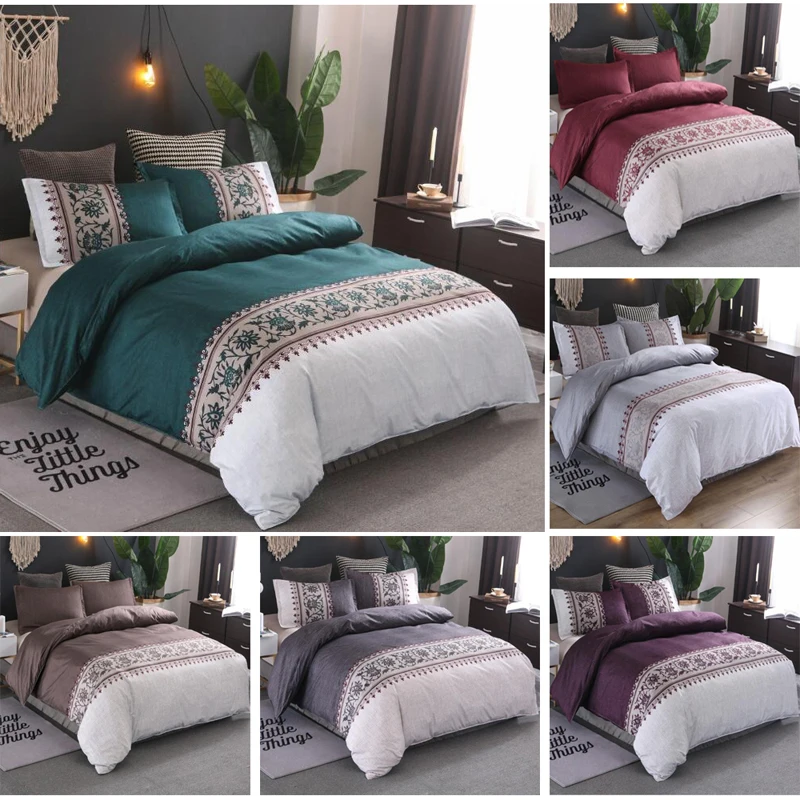 

5 Colors 3pcs Polyester Duvet Cover Set Comforter Cover Duvet Cover With Pillowcases Without Sheet Without Filler Eco Printing