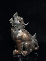 home decor 13 tibet buddhism old bronze cinnabar lacquer unicorn statue wangtianhou incense burner