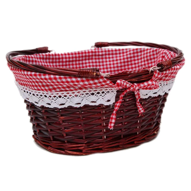

Wicker Basket Gift Basket Picnic Basket Candy Basket Storage Basket Wine Basket with Handle Egg Gathering Wedding Basket