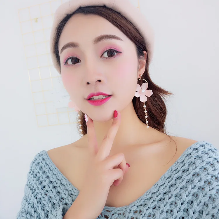 Корейская версия милых женских лепестков жемчужная кисточка длинные Круглые