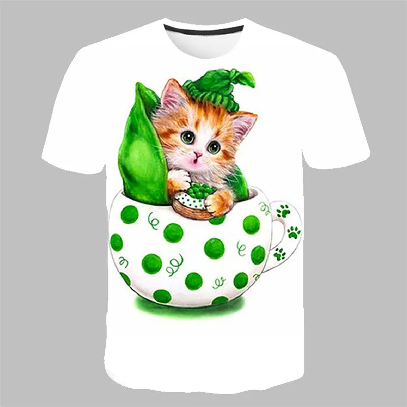 

2021 summer new girls 3D printed T-shirt, super cute short sleeve top, casual fashion T-shirt, comfortable and breathable clothi