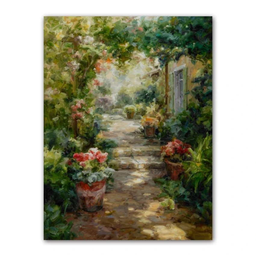 

100% ручная роспись цветная садовая Современная картина маслом на холсте Настенный декор Настенная картина для гостиной домашний декор