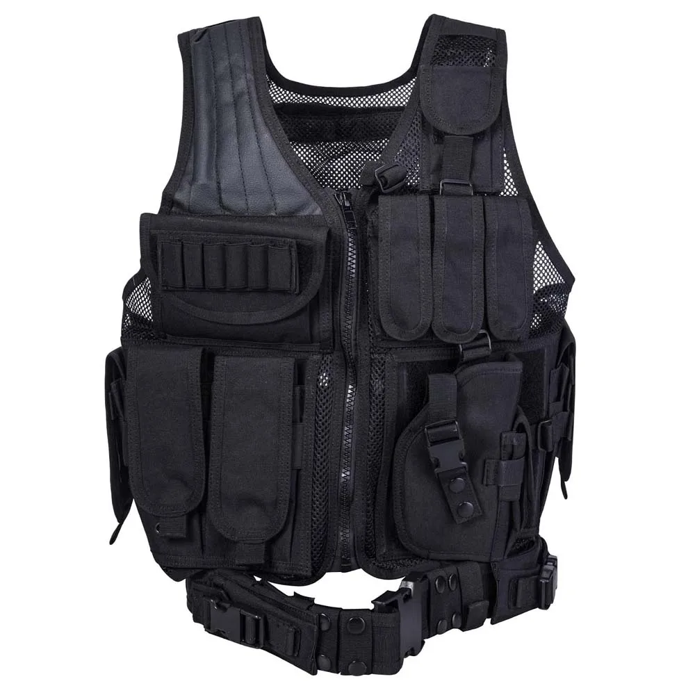 

MGFLASHFORCE Tactical Vest Adjustable Molle Swat Army Military Combat Assault Body Armor Hunting Fishing Shooting Airsoft Vest