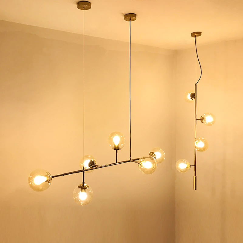 Araña clásica de latón para la sala de comedor arte africano decoración lámpara de minimalismo restaurante casa bola de la lámpara de cristal