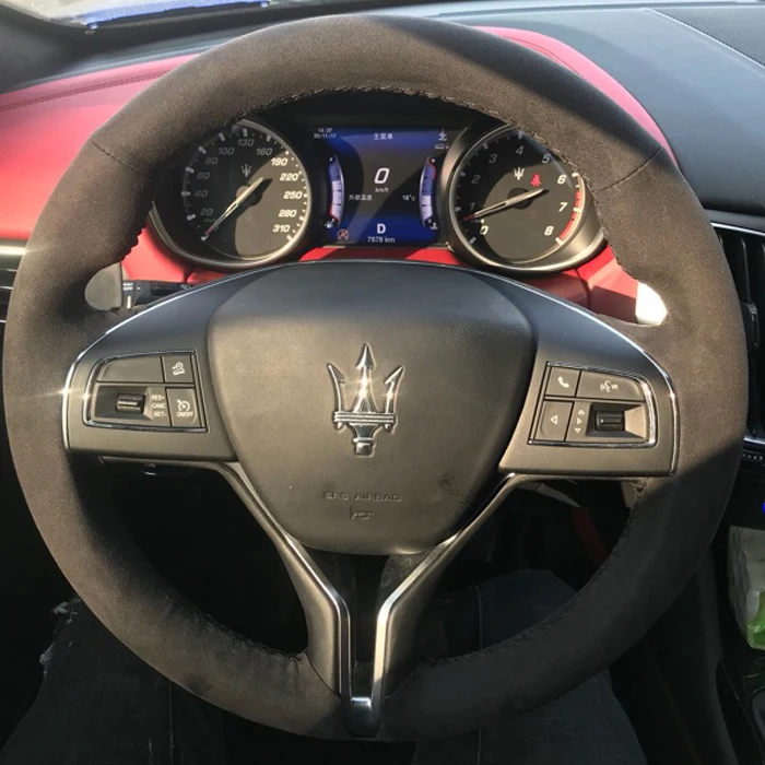 

For Maserati Quattroporte Ghibl Levante DIY hand-stitched suede car steering wheel cover