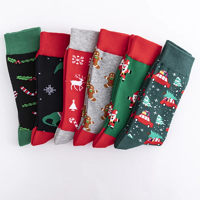 Q модные рождественские носки для мужчин хлопковые Мультяшные подарочные