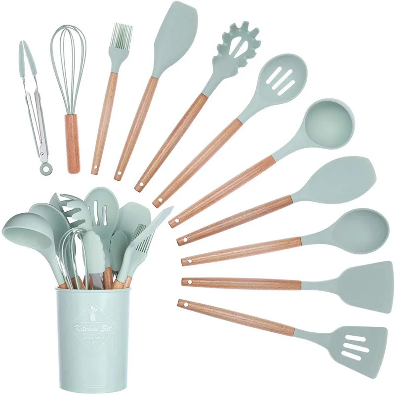 6/12 шт. силиконовые кухонные инструменты ложка лопатка щетка с ведром наборы для