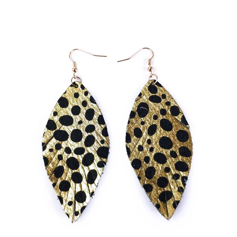 Женские серьги из яловой кожи Cpop сережки с леопардовым принтом перьями и