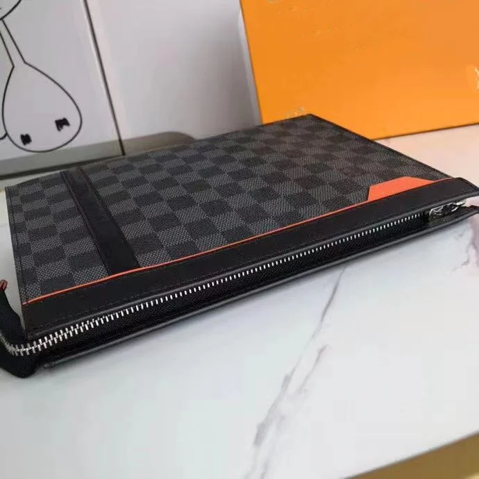 

Hot luxury men's wallet classic black plaid fashion style