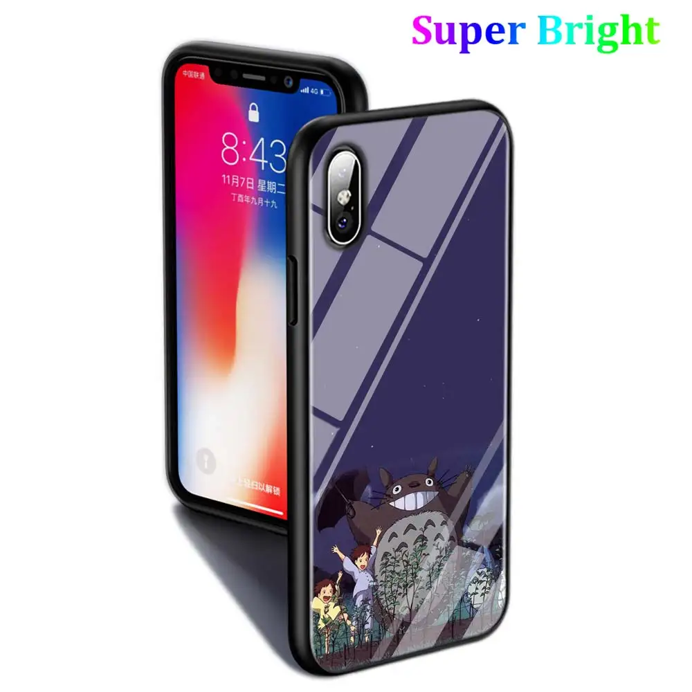 Black Cover My Neighbor Totoro for iPhone 11 11Pro X XR XS Max 8 7 6 6S Plus 5S 5 SE Glossy Phone Case | Мобильные телефоны и