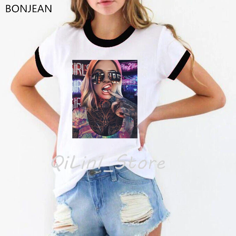 72333B Melanin Poppin' для женщин Футболка femme harajuku Melanin Poppin рубашка vogue черная футболка с принтом для девочек летние топы одежда tumblr - Цвет: 72333B