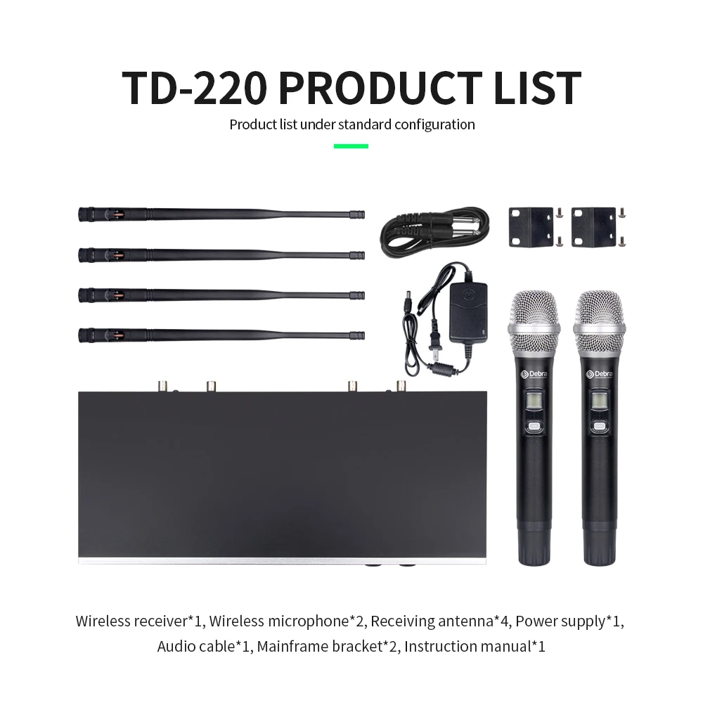 Истинное разнообразие! Дебра аудио TD 220 2 канала UHF Беспроводной микрофон Системы